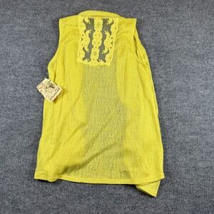 One World Shawl Women XS‎ Yellow Sleeveless Open Front Lace Lightweight NWT